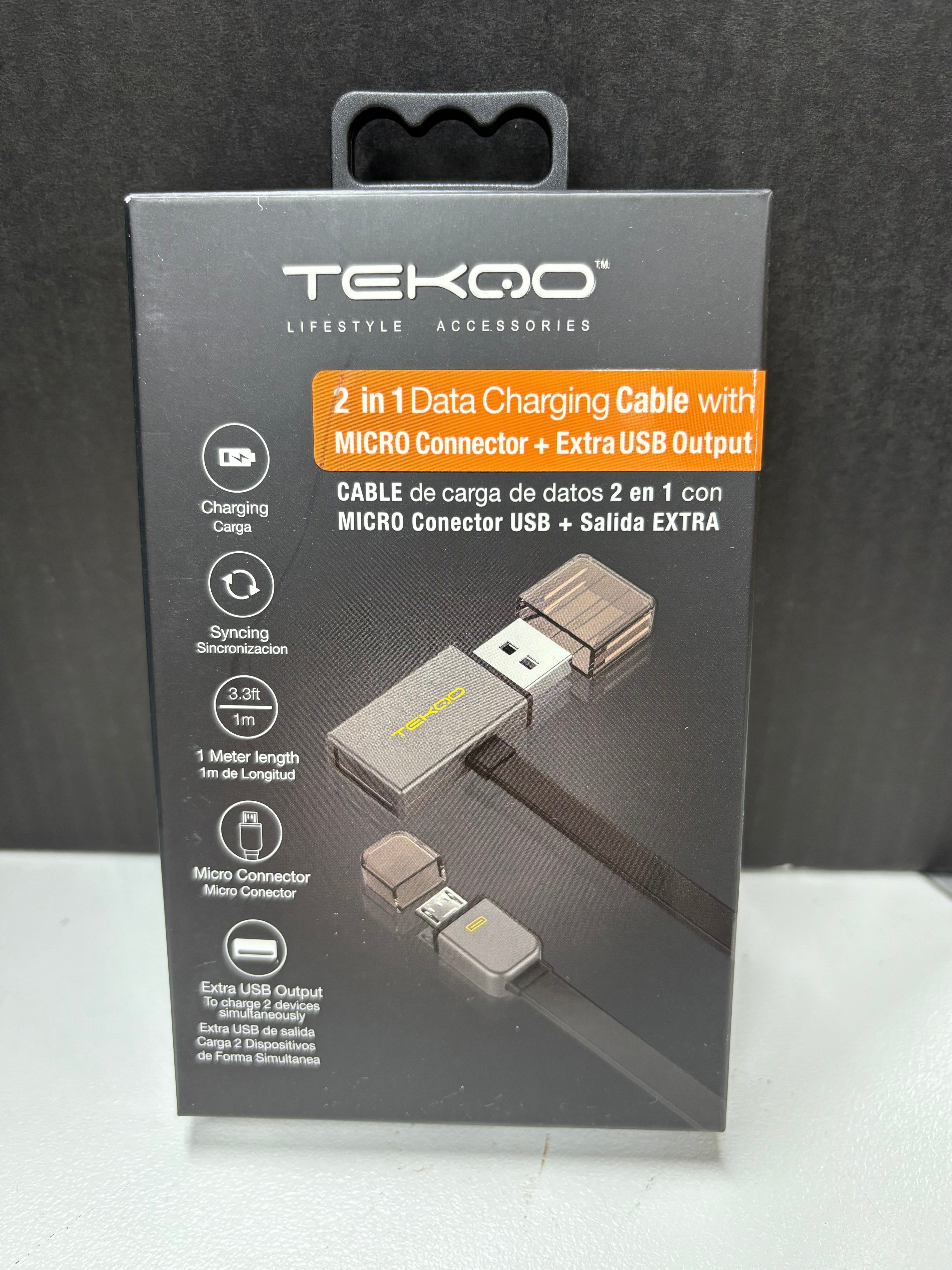 TEQKO 2 in 1 Data Charging Cable with Micro Connector + ExtraUsB Output TEQKO 2 in 1 Data Charging Cable with Micro Connector + ExtraUsB Output
